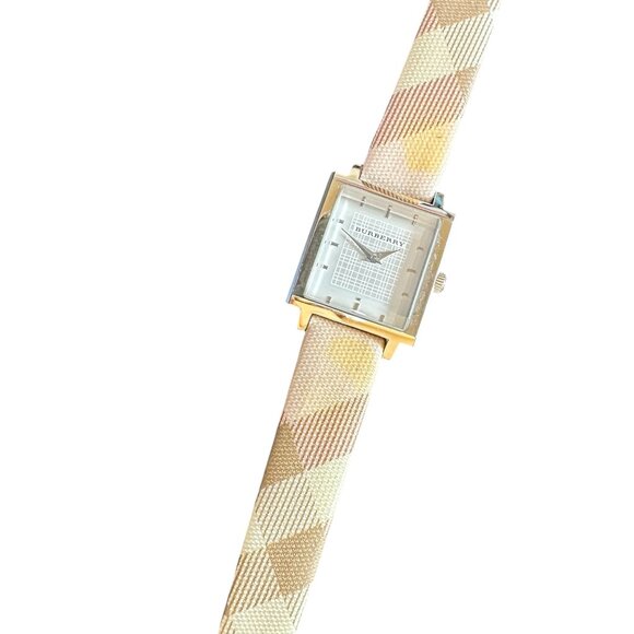 BURBERRY Square Face Pink Plaid Burberry Watch - Picture 1 of 16